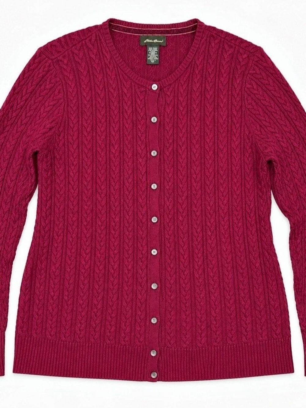 Eddie Bauer Women’s XL Burgundy Cable Knit Cardigan Sweater